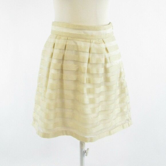 Cream ANN TAYLOR overlay A-line skirt 0 - Picture 3 of 8